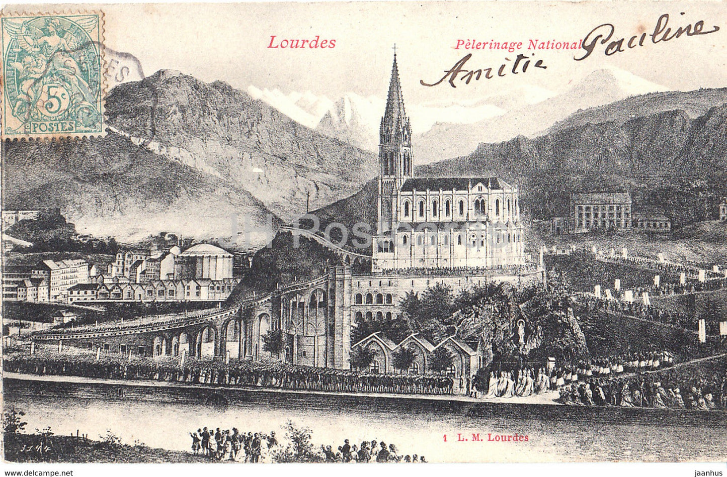 Lourdes - Pelerinage National - old postcard - 1905 - France - used - JH Postcards