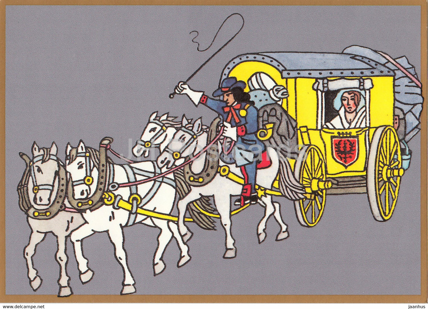 Branderburgischer Postwagen um 1700 - Postal Horse Carriage - illustration - Germany - unused - JH Postcards