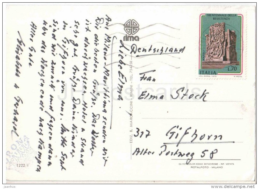 Milano Marittima - seashore - beach - Milano - 1222 - Italia - Italy - sent from Italy Milan to Germany - JH Postcards