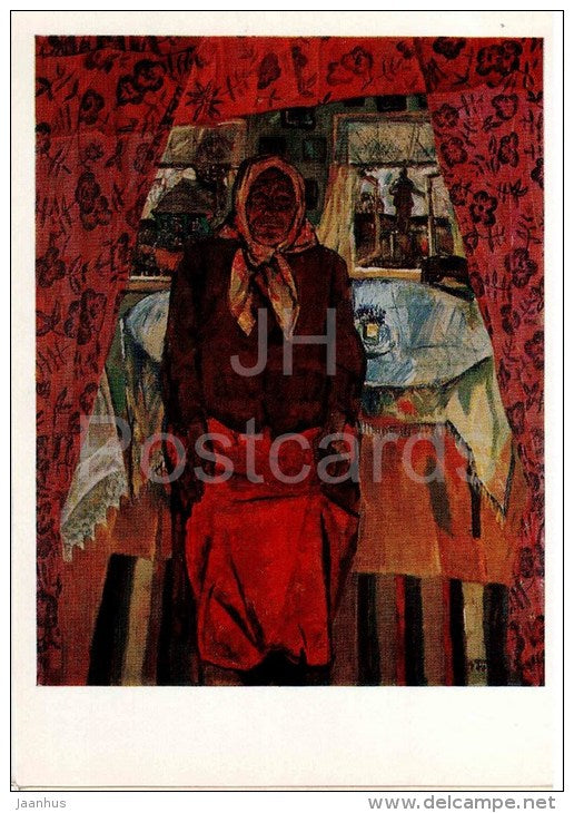 painting by I. Gorokhov - She Saw V. Lenin . Peasant woman , 1969 - russian art - unused - JH Postcards