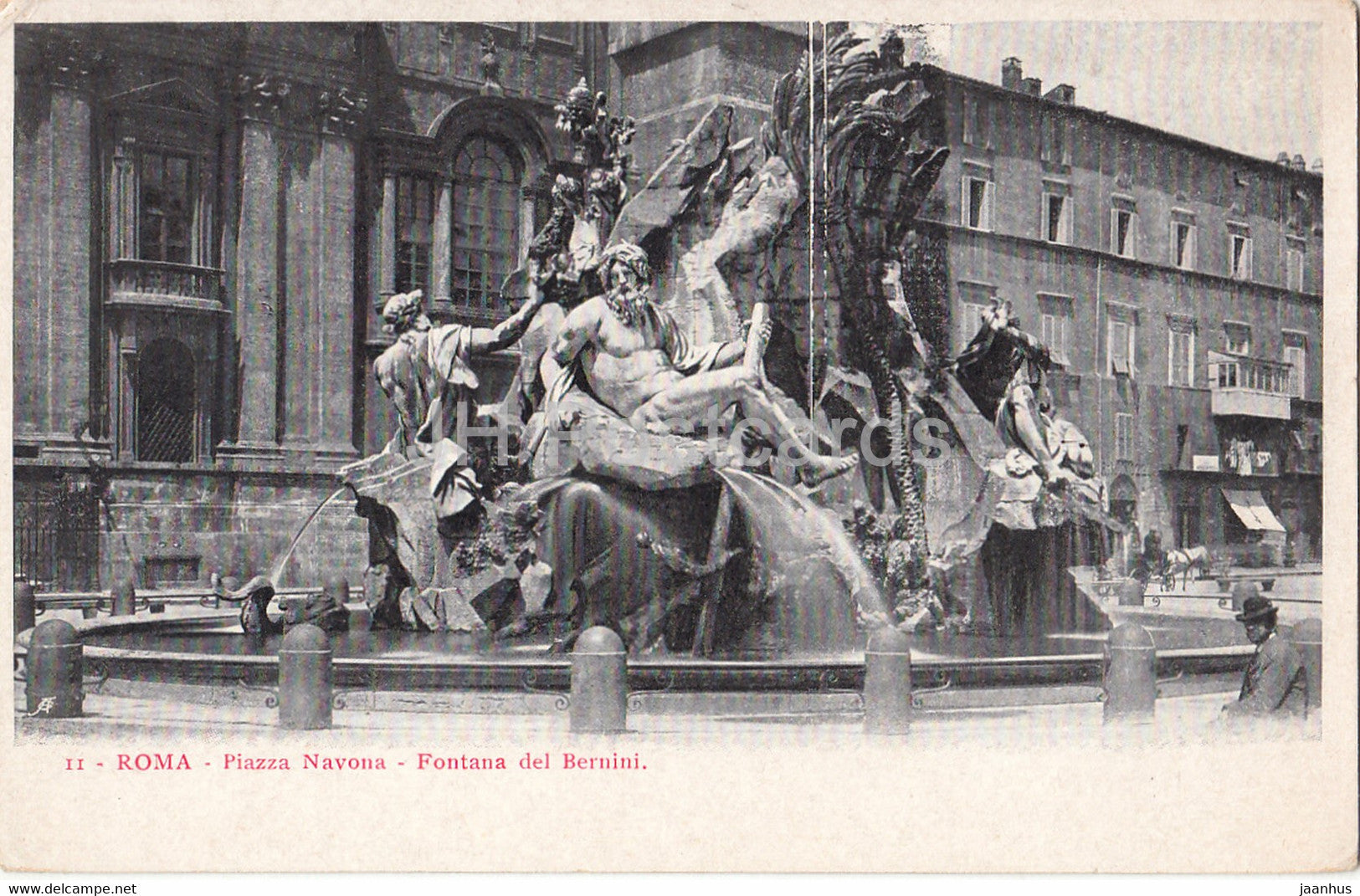 Roma - Rome - Piazza Navona - Fontana del Bernini - 11 - old postcard - Italy - unused - JH Postcards