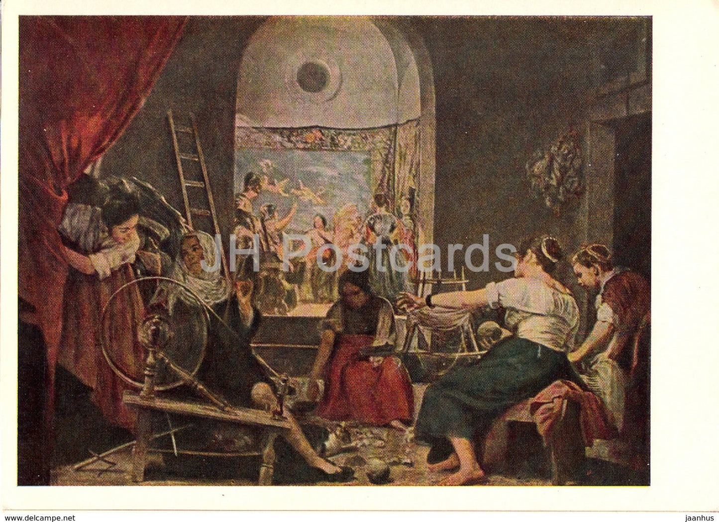 painting by Diego Velazquez - Spinners - Spinning Wheel - Spanish art - 1966 - Russia USSR - unused - JH Postcards