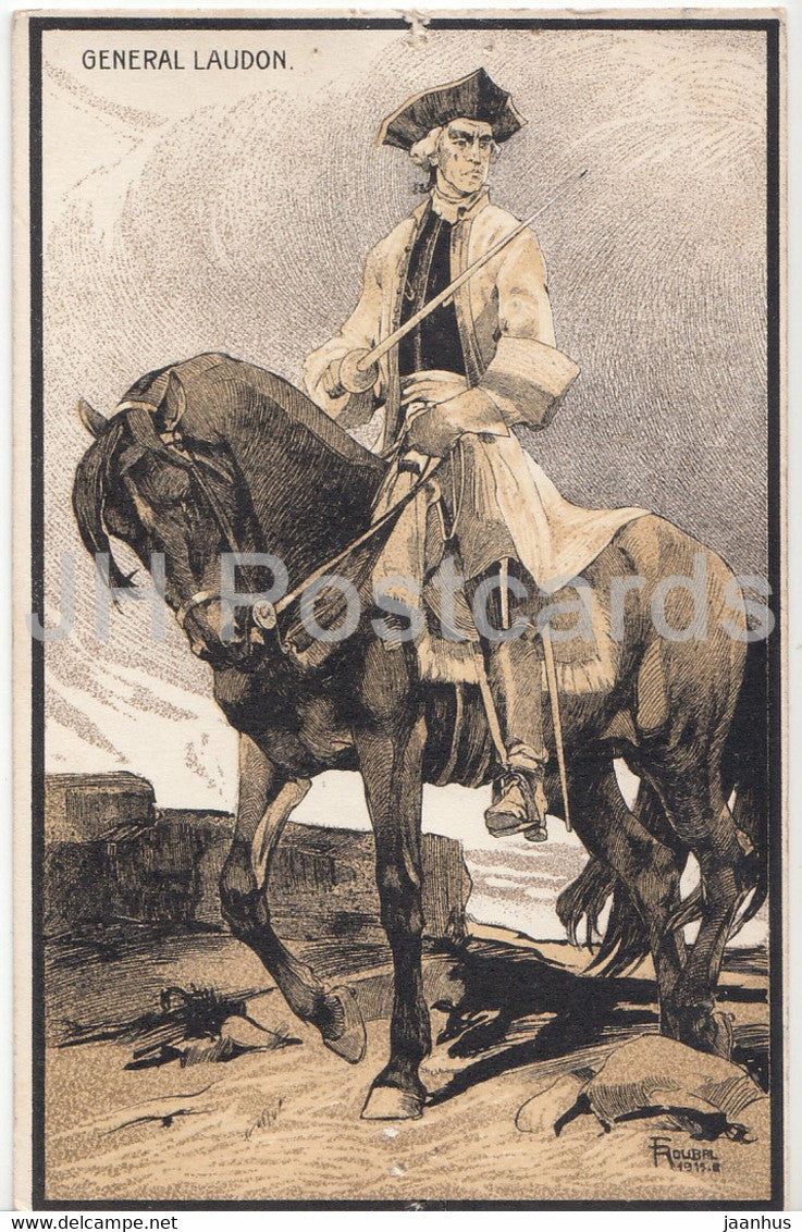 General Laudon - horse - old postcard - Austria - unused - JH Postcards