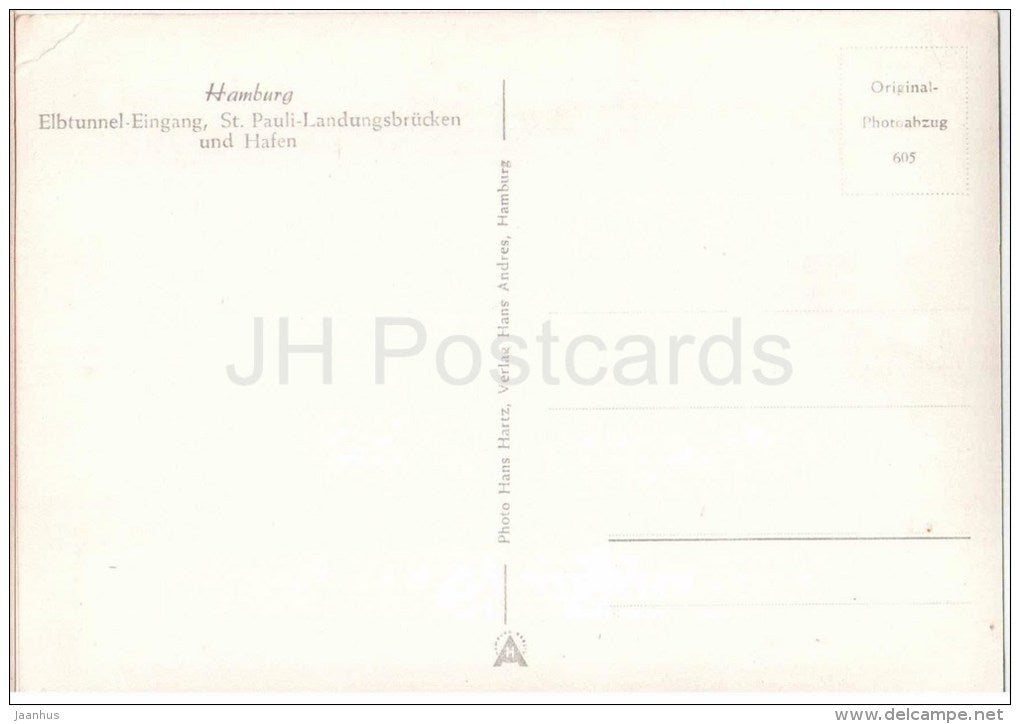 Hamburg - Elbtunnel-Eingang , St. Pauli-Landungsbrücken und Hafen - Germany - ungelaufen - JH Postcards