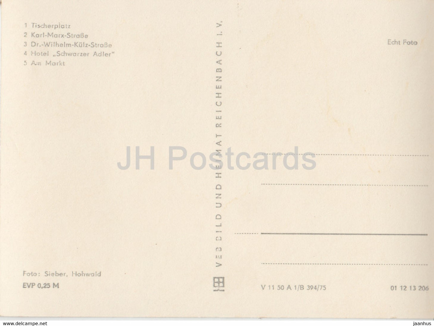 Pirna - Elbe - Tischerplatz - Karl Marx Strasse - Dr Wilhelm Kulz Strasse - hotel Schwarzer Adler - Germany DDR - unused