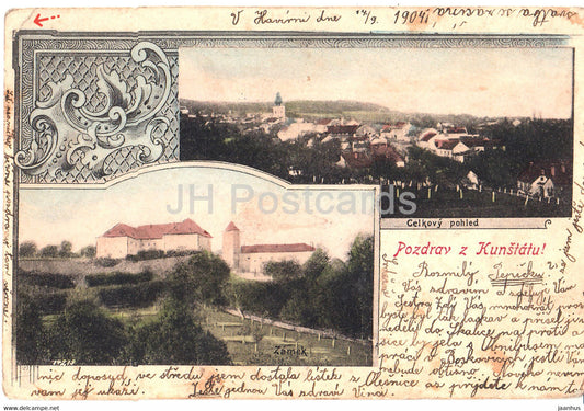 Pozdrav z Kunstatu - Kunstat - old postcard - 1904 - Czech Republic - used - JH Postcards