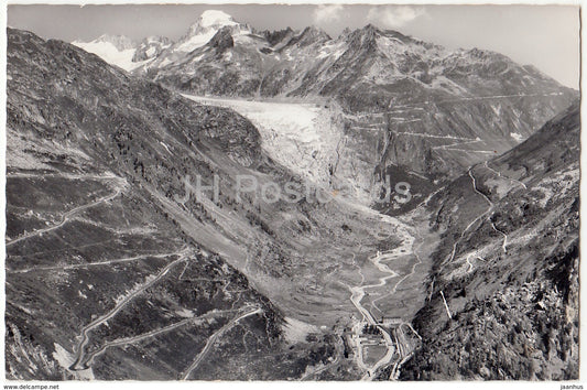 Gletsch. Grimsel- und Furkapass mit Rhonegletscher - 5793 - Switzerland - 1961 - used - JH Postcards