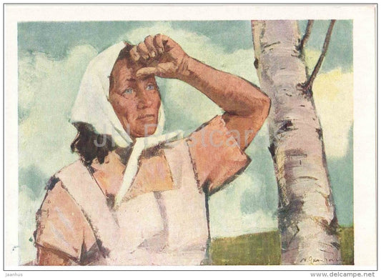 painting by Zemzaris Uldis - Heroe of labor V. Grase , 1961 - latvian art - unused - JH Postcards