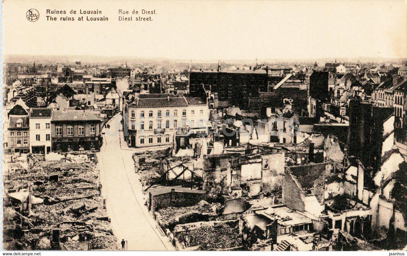 Ruines de Louvain - Rue de Diest - Diest street - WWI - military - old postcard - Belgium - unused - JH Postcards