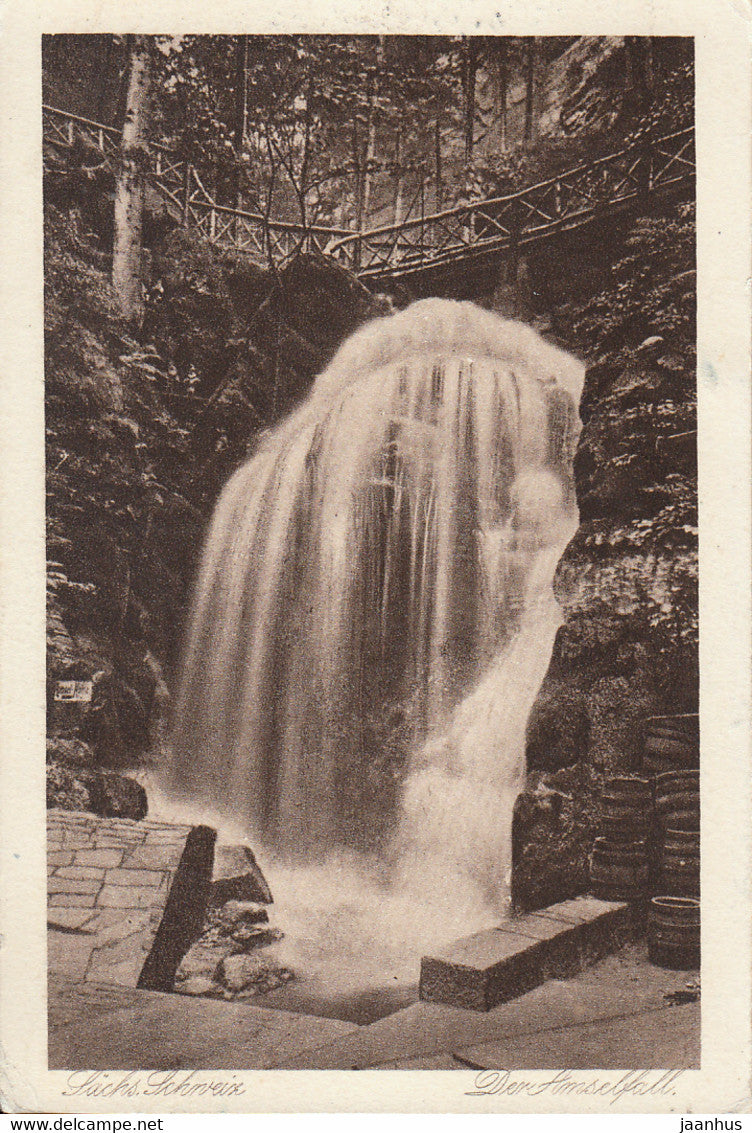 Sachs. Schweiz - Der Amselfall - waterfall - old postcard - 1923 - Germany - used - JH Postcards