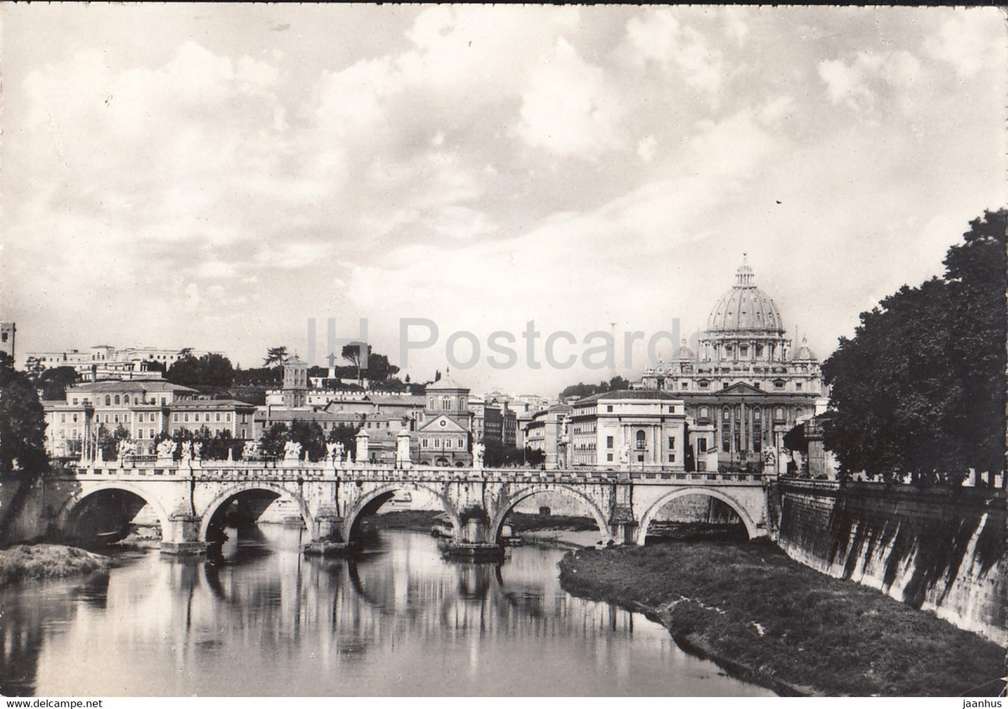Roma - Rome - Ponte S Angelo e S Pietro - St Angel Bridge and St Peter - old postcard - 1950 - Italy - used - JH Postcards