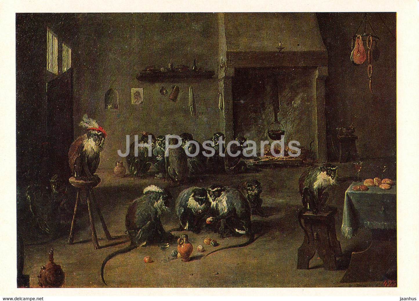 painting by David Teniers the Younger - Monkeys in the Kitchen - Flemish art - 1972 - Russia USSR - unused - JH Postcards