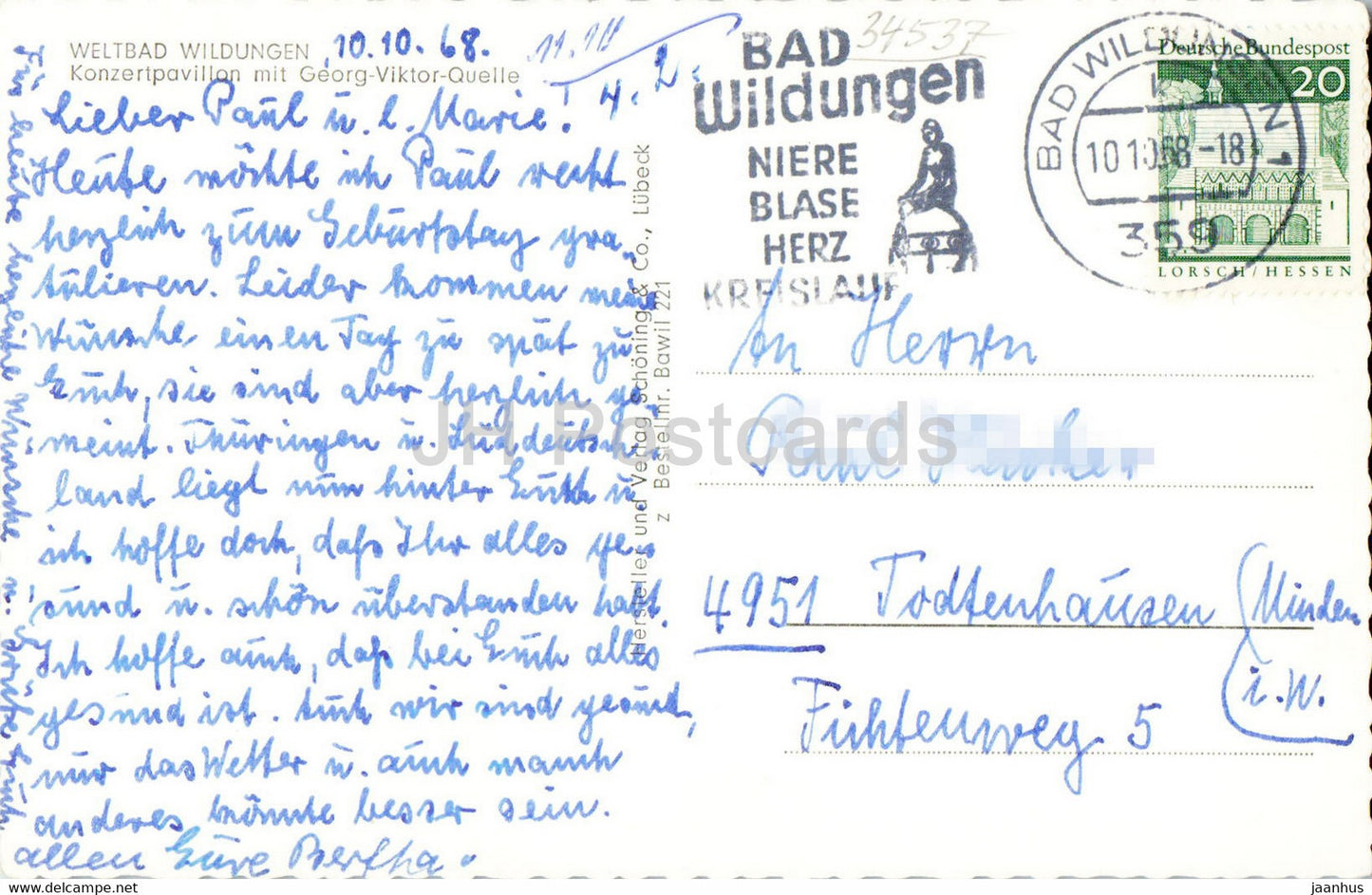 Weltbad Wildungen - Konzertpavillon mit Georg Viktor Quelle - old postcard - 1958 - Germany - used