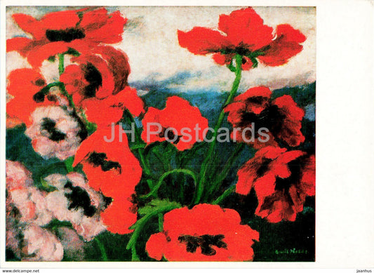 painting by Emil Nolde - Grosser Mohn - Poppy - flowers - German art - Germany - unused - JH Postcards