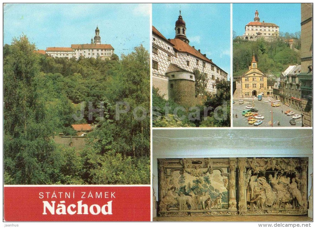 Nachod Castle - interior - gobelin - Czechoslovakia - Czech - used 1987 - JH Postcards