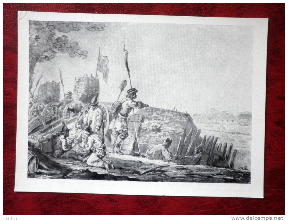 Painting by A.O. Orlowski, 1798  - Krakow guerrilla squad - art - postcard printed in 1957 - Russia - USSR - unused - JH Postcards