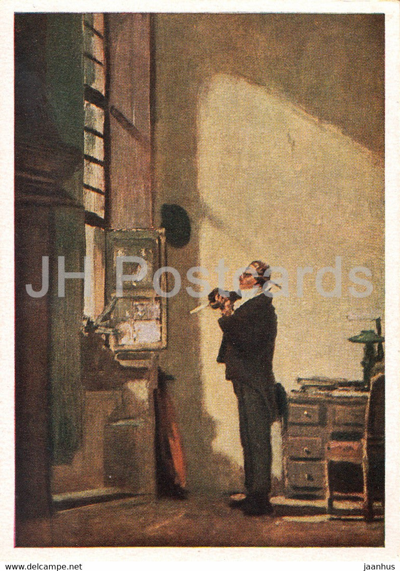 painting by Carl Spitzweg - Der Schreiber - German art - Germany DDR - unused - JH Postcards