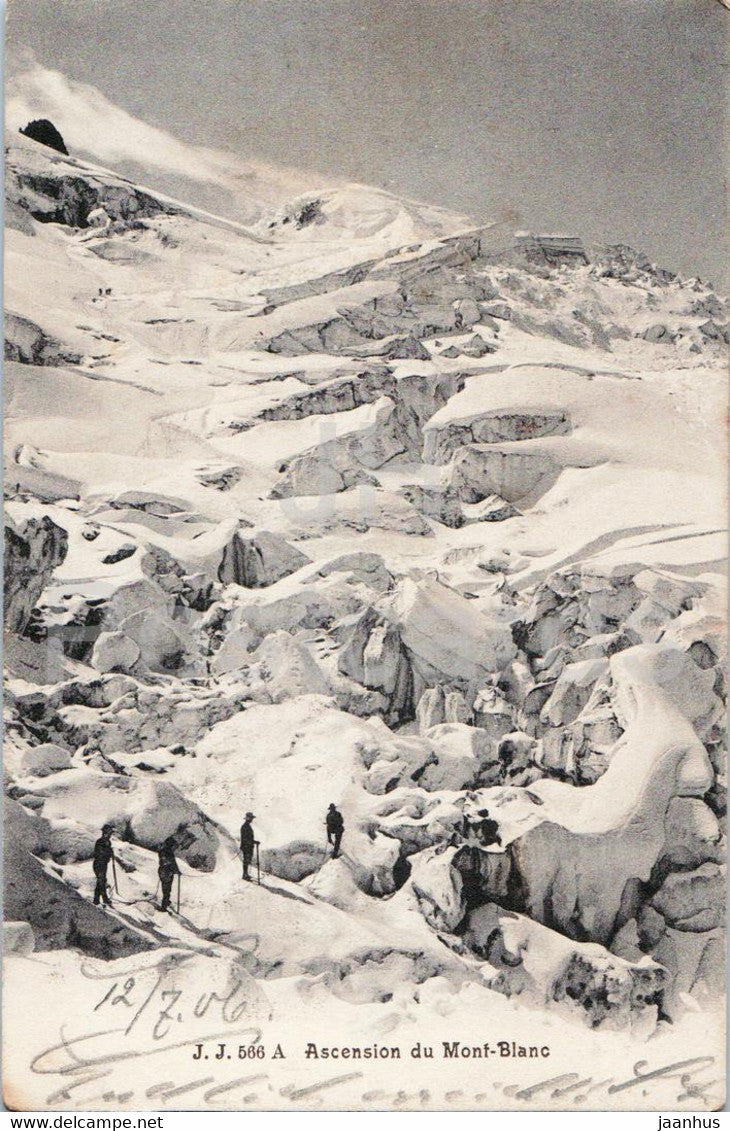 Ascension du Mont Blanc - mountain - 566 A - old postcard - 1906 - France - used - JH Postcards