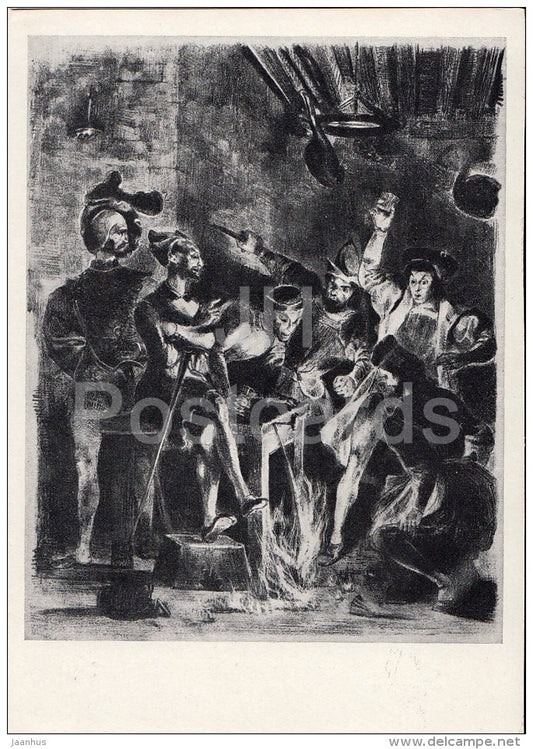 painting by Eugene Delacroix - Scene in Auerbach's Cellar , 1859 - French art - 1959 - Russia USSR - unused - JH Postcards