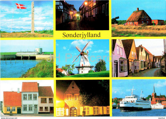 Sonderjylland - ship - windmill - town views - multiview - Denmark - unused - JH Postcards