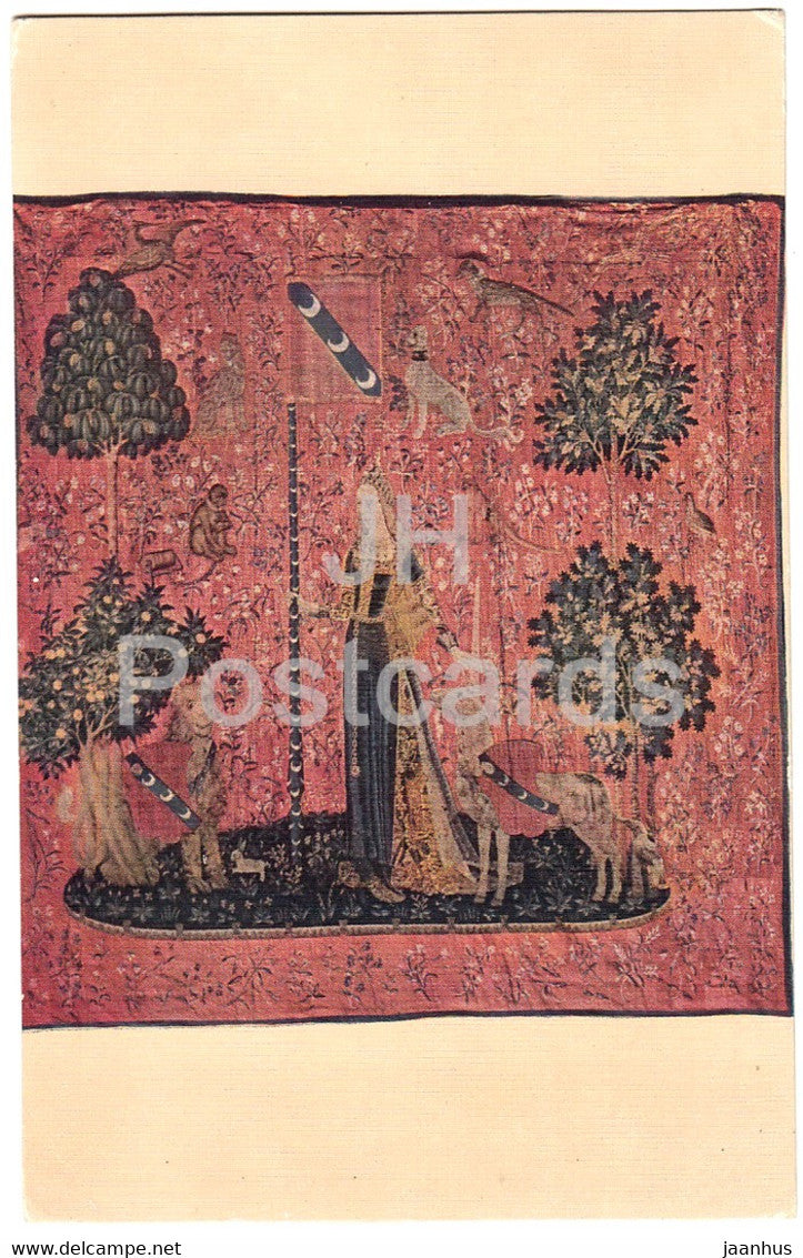 Tapestry - Tapisserie - La Dame a la llcorne The Lady and the unicorn - 5457 - French art - old postcard - France - used - JH Postcards