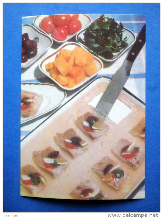 Meat in aspic - cold dishes - recepies - 1976 - Estonia USSR - unused - JH Postcards