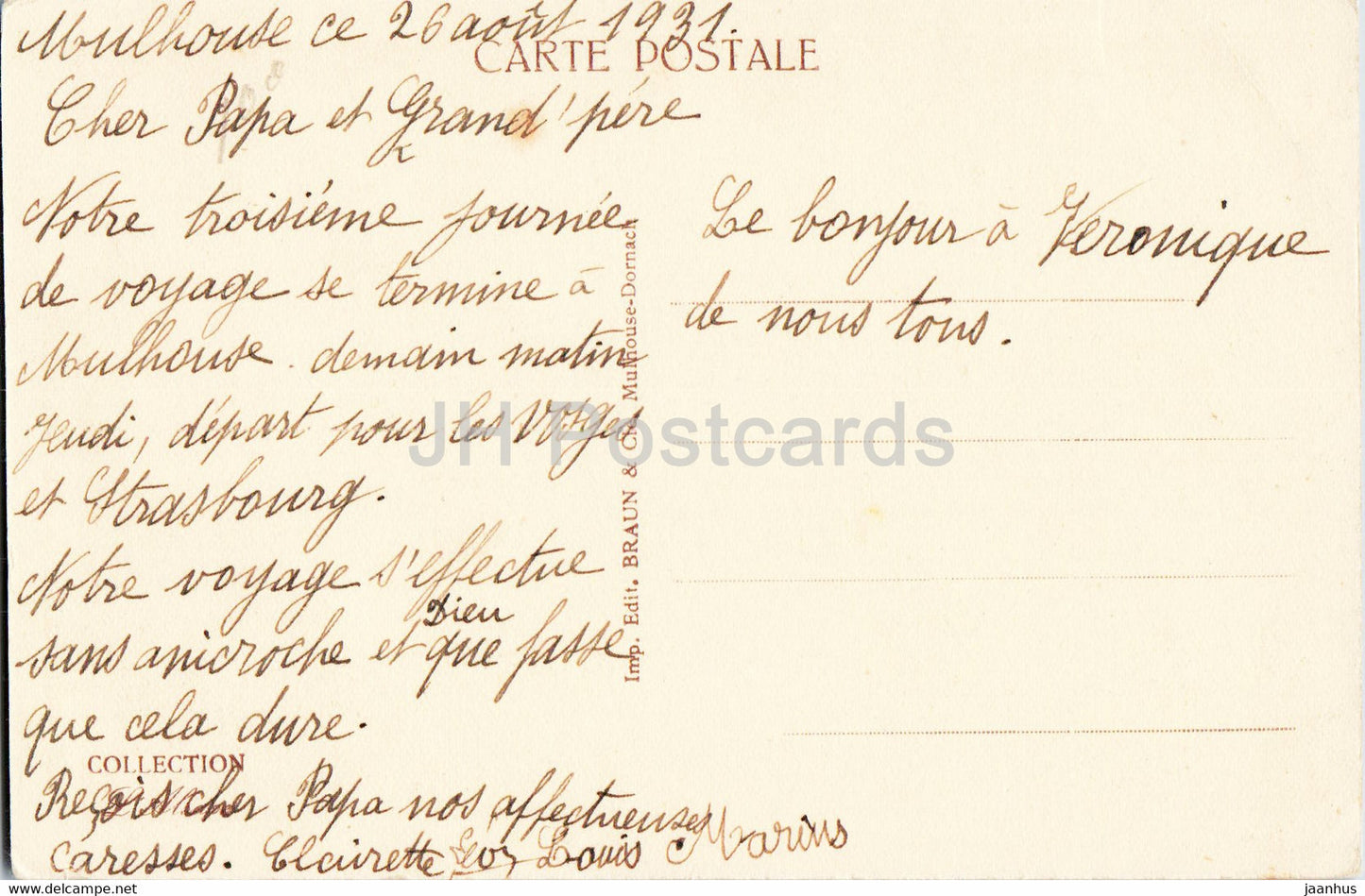 Mulhouse - Le Belvedere - 693 - alte Postkarte - 1931 - Frankreich - gebraucht