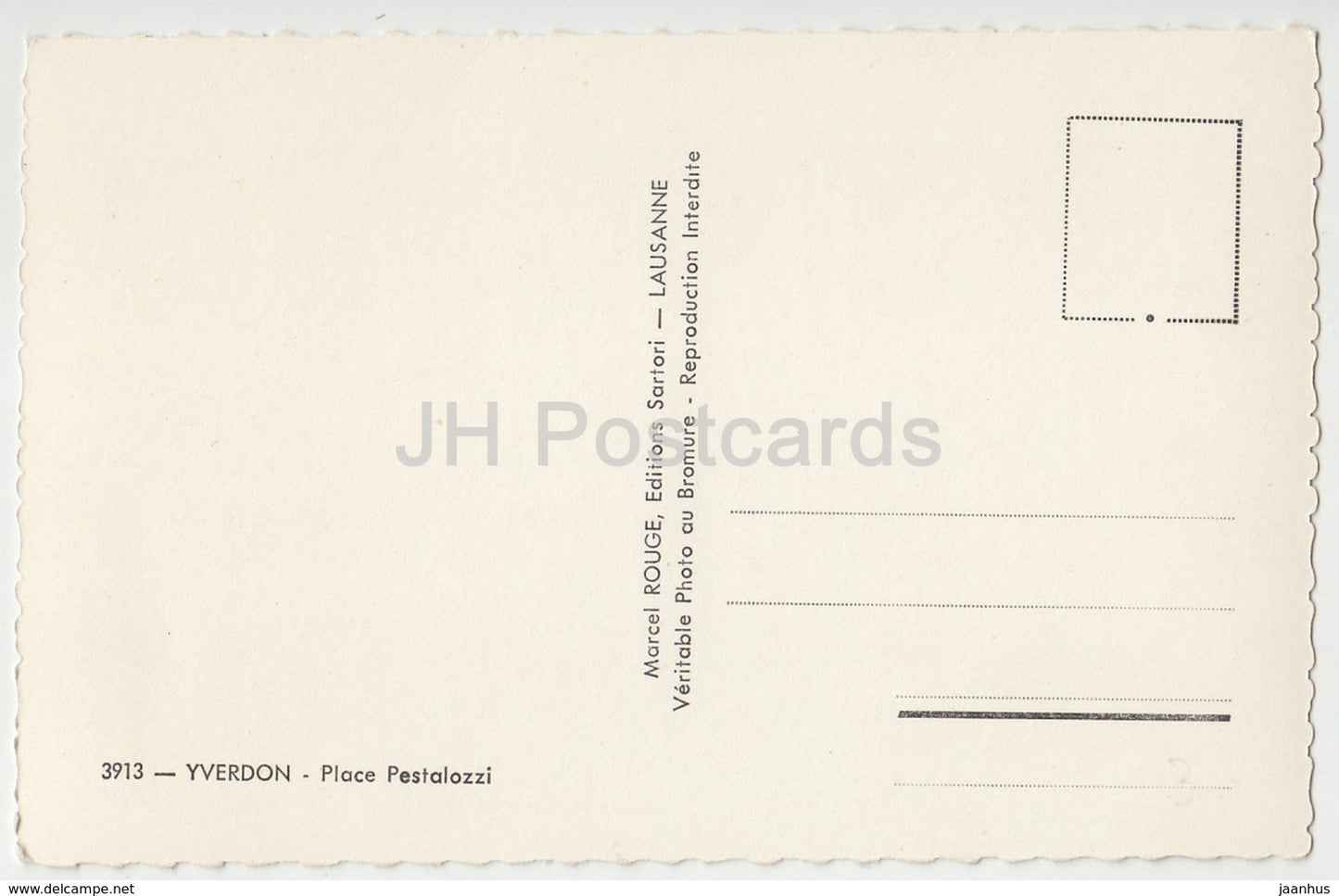 Yverdon - Place Pestalozzi - square - car - 3913 - Switzerland - old postcard - unused