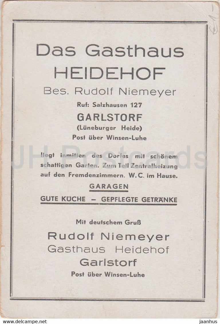 Im Garlstorfer Forst - Heidelandschaft bei Garlstorf - Das Gasthaus Heidehof - carte postale ancienne - Allemagne - inutilisée