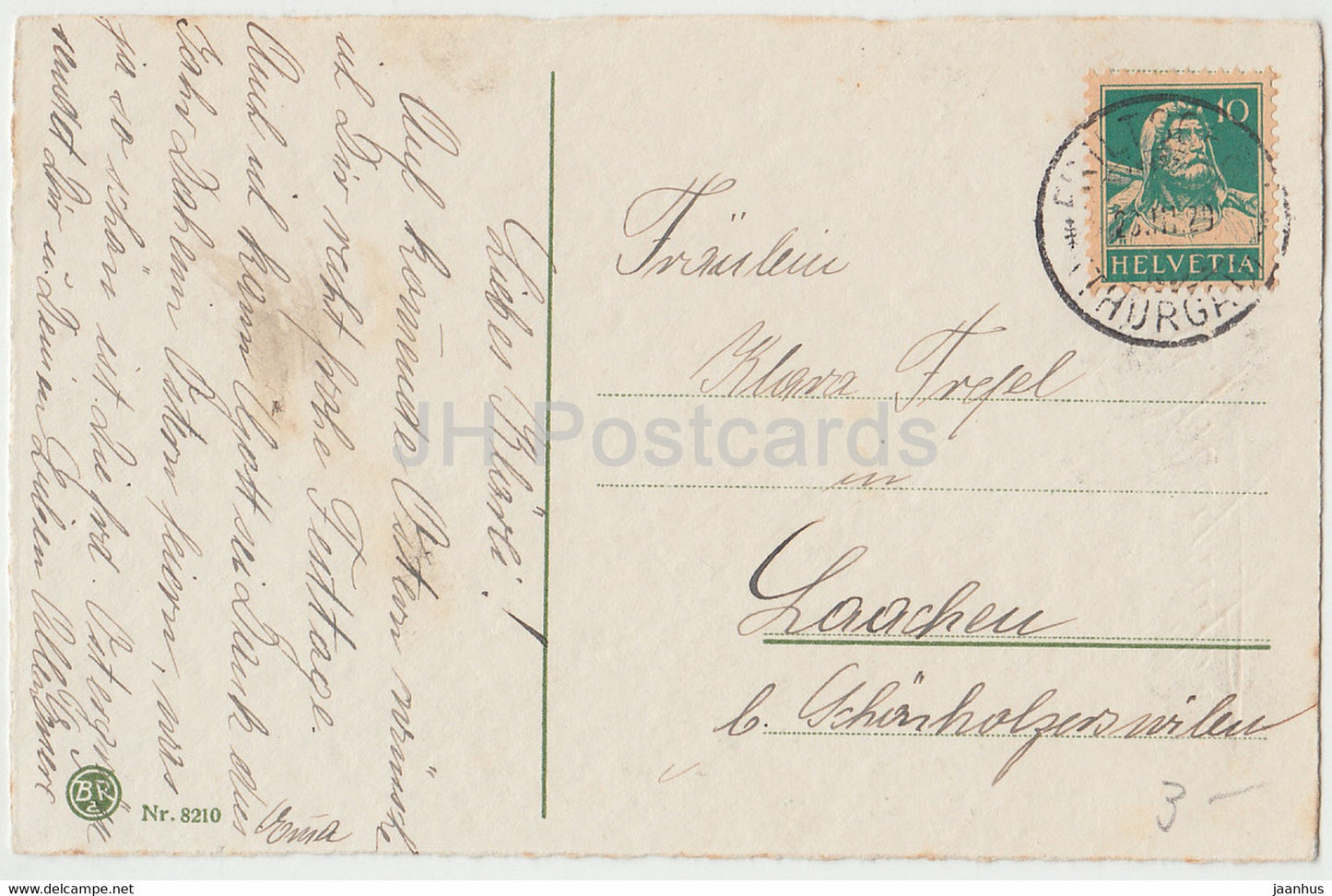 Easter Greeting Card - Herzliche Ostergrusse - flowers - lily of the valley - BR 8210 old postcard  1929  Germany - used