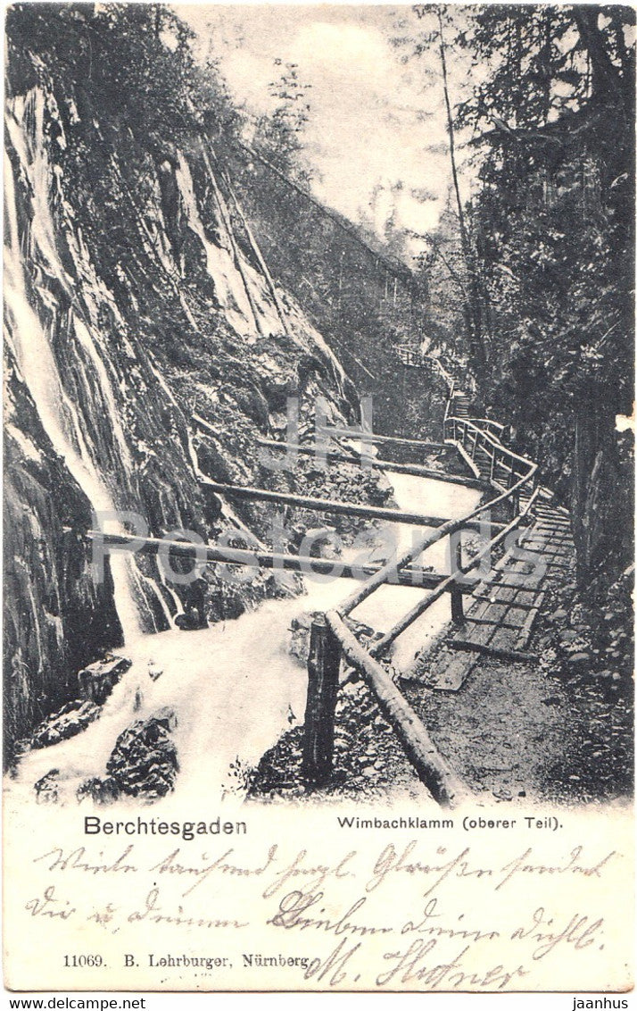Berchtesgaden - Wimbachklamm oberer Teil - 11069 - old postcard - 1907 - Germany - used - JH Postcards