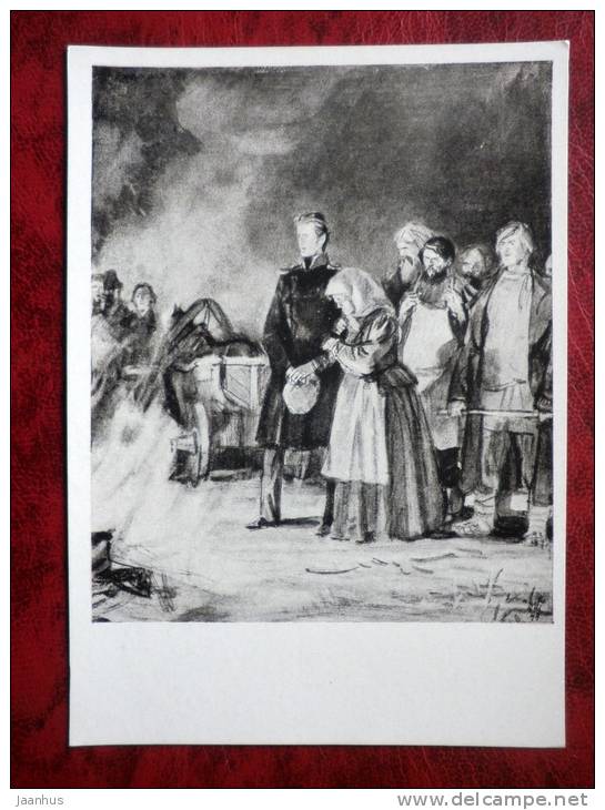 Illustration by D. A. Shmarinov - Dubrovsky , Pushkin novel - russian art - unused - JH Postcards