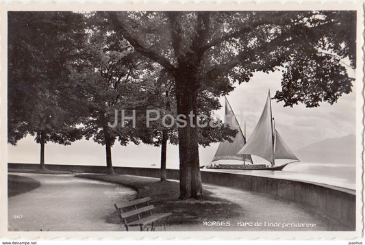 Morges - Parc de L'Independence - sailing boat - 5117 - Switzerland - old postcards - unused - JH Postcards