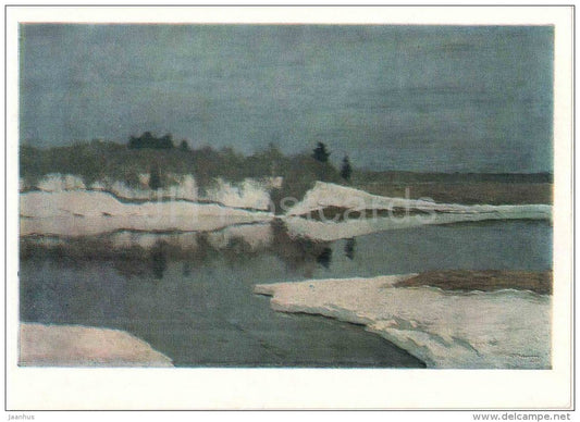 painting by I. Levitan - Early Spring , 1898 - russian art - unused - JH Postcards
