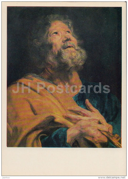 painting by Anthony van Dyck - The Apostle Peter - Flemish art - 1980 - Russia USSR - unused - JH Postcards