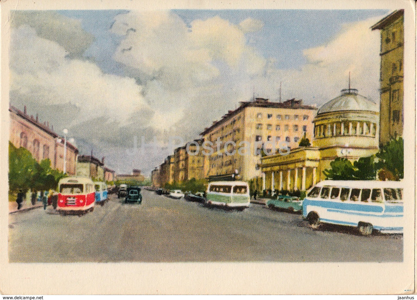 Leningrad - St. Petersburg - Avtovo - Stachki Prospect - illustration by K. Dzhakov - 1961 - Russia USSR - unused - JH Postcards