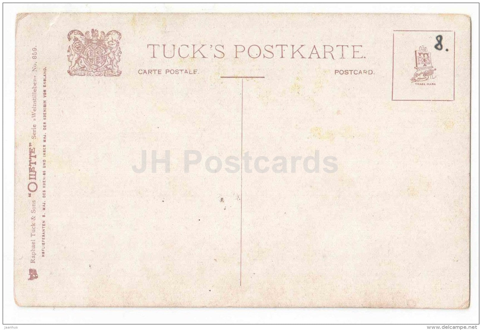 illustration by Fritz Hildebrandt - Oilette - 859 - Wine - grape - unused - JH Postcards