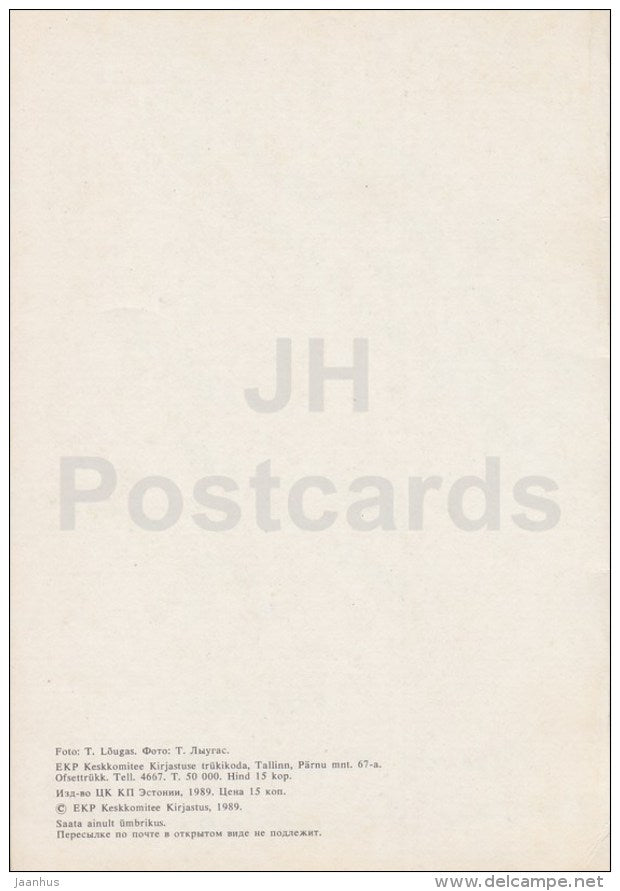 New Year Greeting Card - 1 - Roe Deers - Winter Forest - 1989 - Estonia USSR - used - JH Postcards