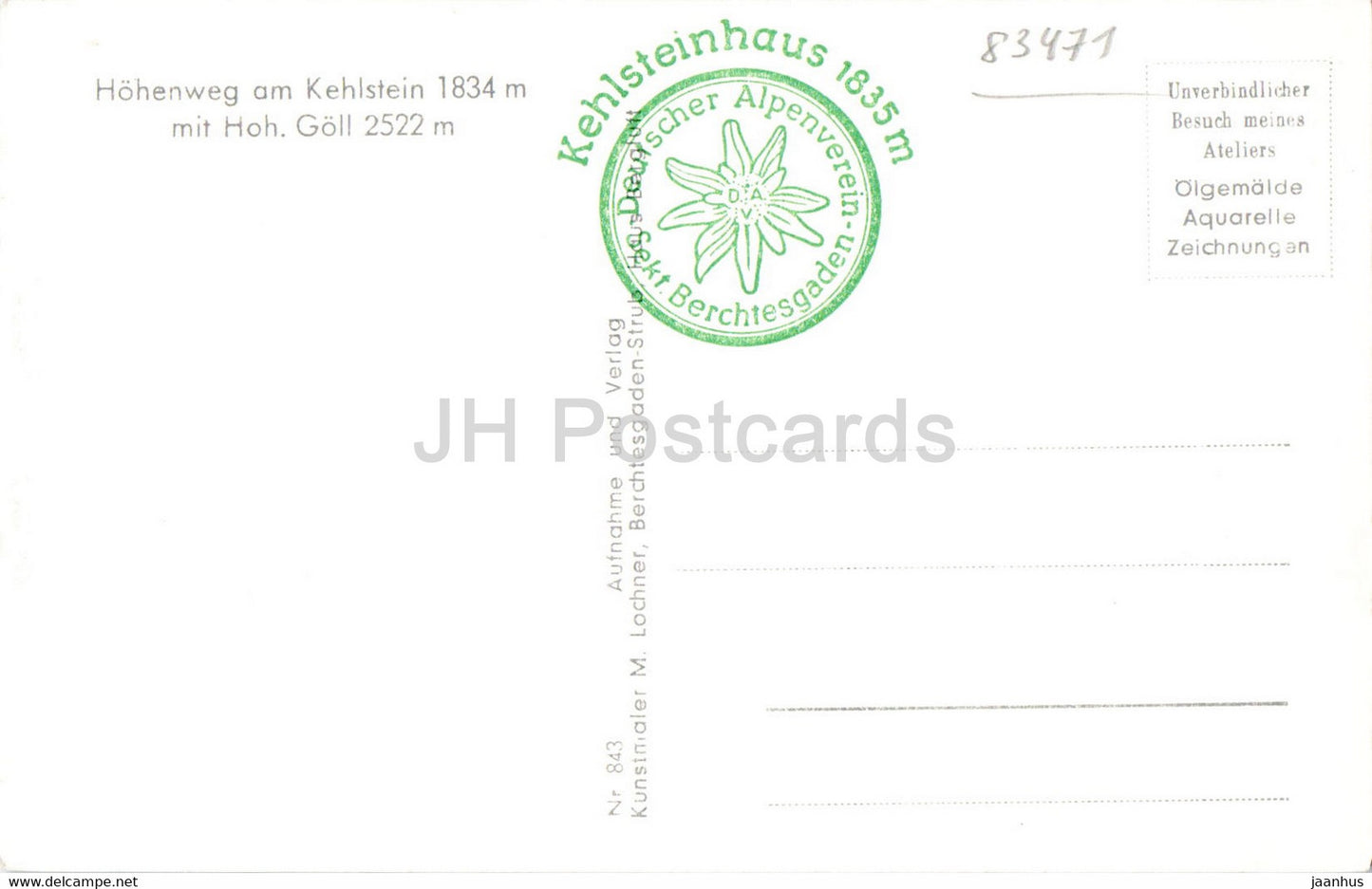 Hohenweg am Kehlstein 1834 m - old postcard - Germany - unused