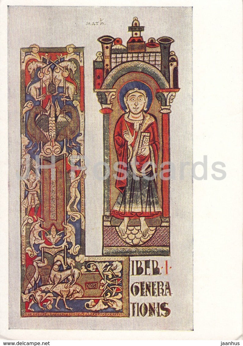 Matthew Gospel - Letter L - Old Book 1100 - Paris - 1961 - Russia USSR - unused - JH Postcards