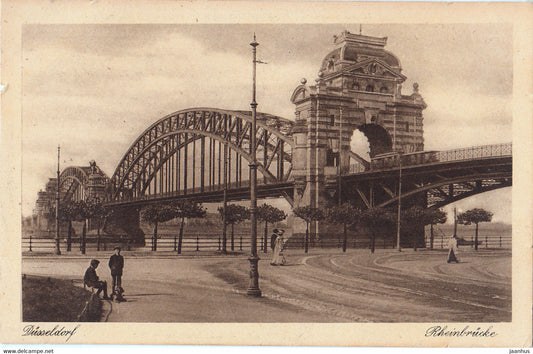 Dusseldorf - Rheinbrucke - bridge - old postcard - 342 - Germany - unused - JH Postcards