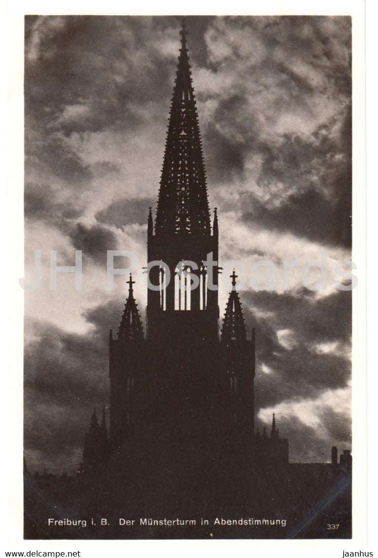 Freiburg i Br - Der Munsterturm in Abendstimmung - cathedral - 337 - Germany - unused - JH Postcards