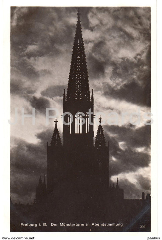 Freiburg i Br - Der Munsterturm in Abendstimmung - cathedral - 337 - Germany - unused - JH Postcards