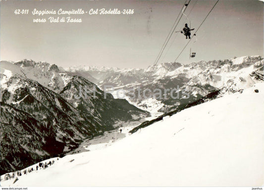 Seggiovia Campitello - Col Rodella verso Val di Fassa - skilift - old postcard - 1956 - Italy - used - JH Postcards
