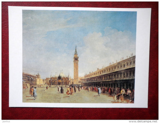 painting by Francesco Guardi - Venice . St. Mark's Square - italian art - unused - JH Postcards