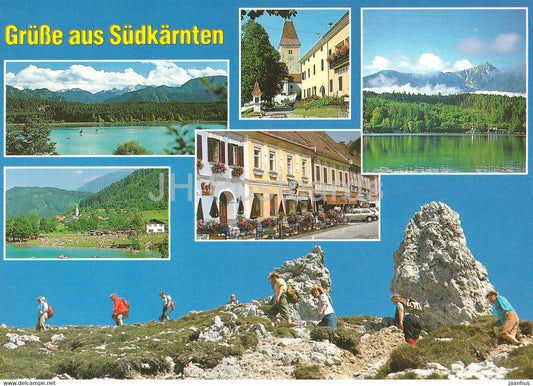 Grusse aus Sudkarnten - Turnersee - Steiner Alpen - Klopeiner See - Sonnegger See - multiview - Austria - used - JH Postcards