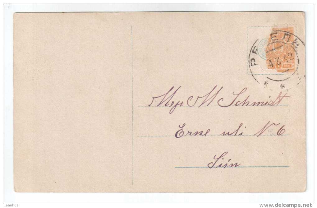 Easter Greeting Card - couple - flowers - 20 - circulated in Tsarist Russia Estonia 1912 Reval - used - JH Postcards