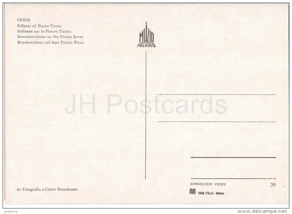 Riflessi al Fiume Ticino - Reverberations on the Ticino river - Pavia - Lombardia - 39 - Italia - Italy - unused - JH Postcards