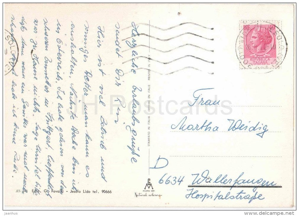 Jesolo - beach - Veneto - Venezia - JES 243 - Italia - Italy - sent from Italy to Germany 1972 - JH Postcards