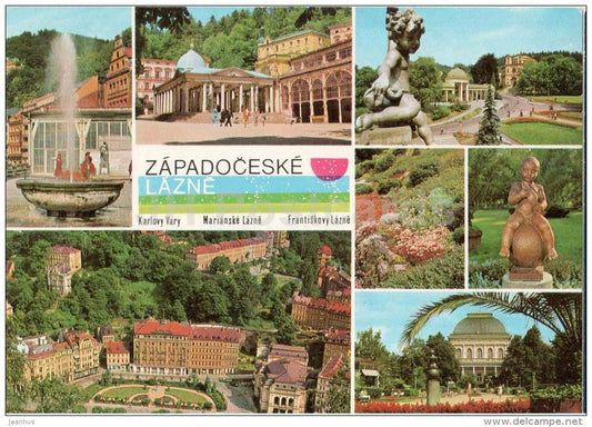 Zapadoceske Lazne - spas - Karlovy Vary - Marianske Lazne - Frantiskovy Lazne - Czechoslovakia - Czech - unused - JH Postcards
